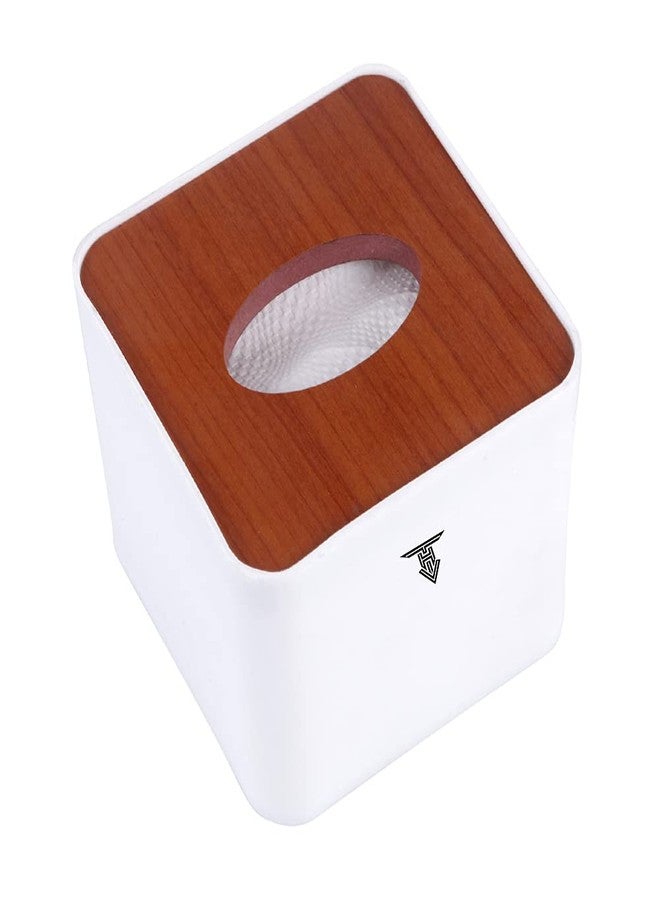 TARGET HYGIENE Table Top Wooden Cover Tissue Box Holder | Pop Up Tissue Dispenser Pop Up Tissue Holder | Free 2 Packet Pop Up Tissue Refill 2 Ply - White - Image 2